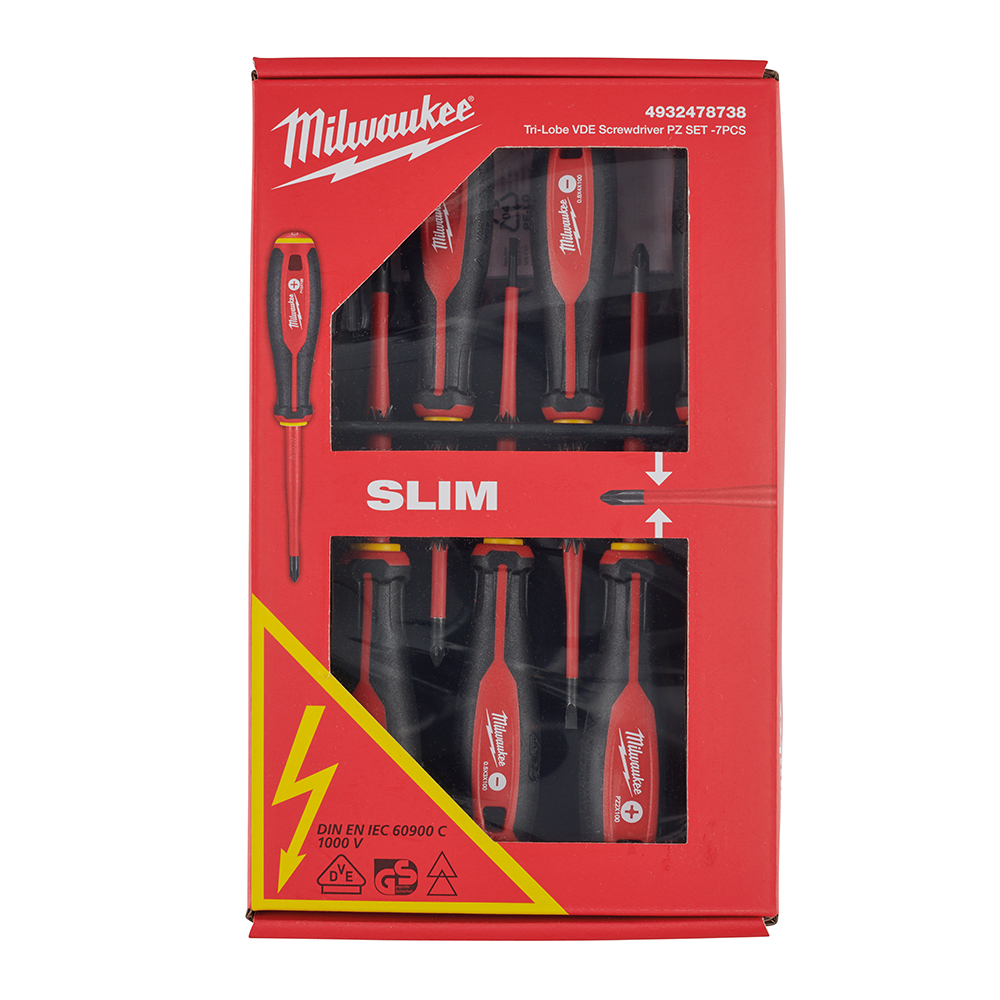 Tri-Lobe VDE Screwdriver PZ SET -7PCS